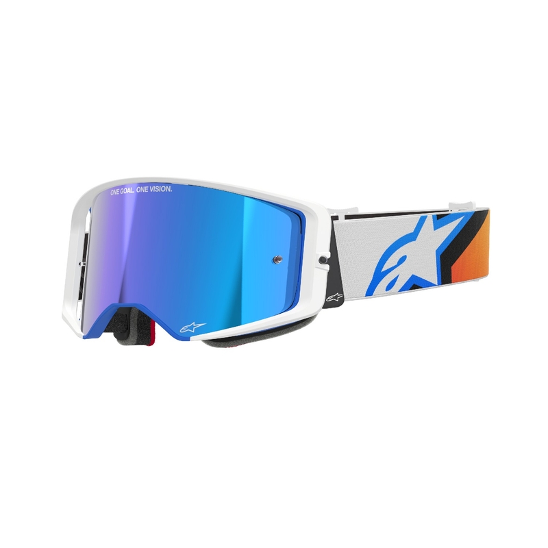 Γυαλιά motocross Alpinestars Supertech Corp μπλε-πορτοκαλί με μπλε φακό με καθρέφτη