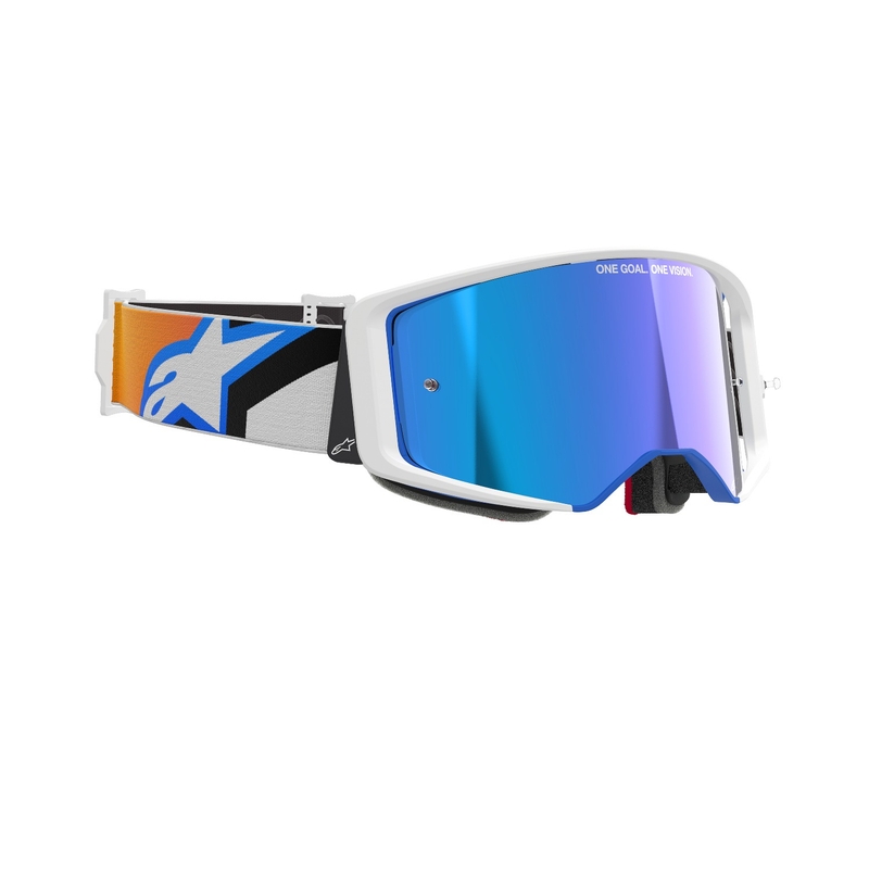 Γυαλιά motocross Alpinestars Supertech Corp μπλε-πορτοκαλί με μπλε φακό με καθρέφτη