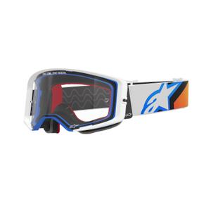 Γυαλιά motocross Alpinestars Supertech Corp μπλε-πορτοκαλί με διαφανή φακό
