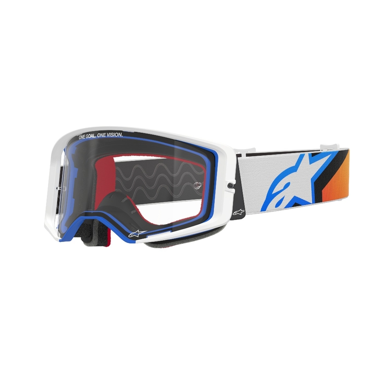Γυαλιά motocross Alpinestars Supertech Corp μπλε-πορτοκαλί με διαφανή φακό