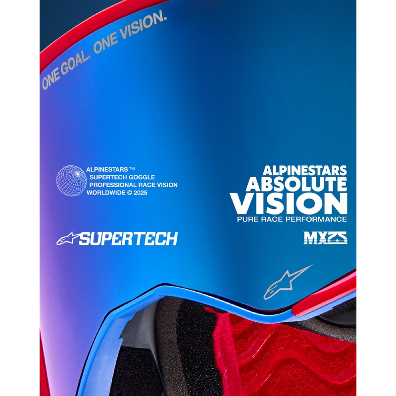 Γυαλιά motocross Alpinestars Supertech Corp μπλε-πορτοκαλί με διαφανή φακό