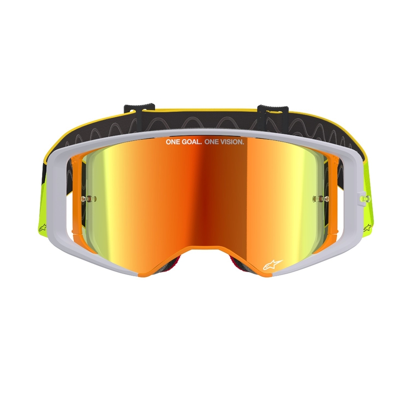 Alpinestars Supertech Corp fluo κίτρινο-γκρι γυαλιά motocross με κόκκινο φακό με καθρέφτη