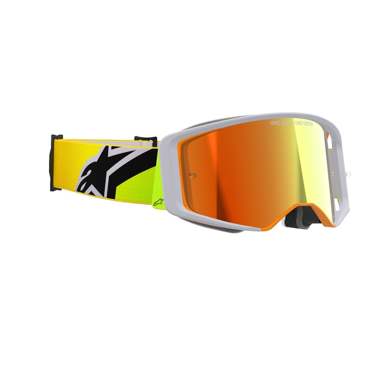 Alpinestars Supertech Corp fluo κίτρινο-γκρι γυαλιά motocross με κόκκινο φακό με καθρέφτη