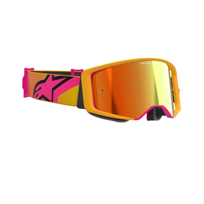 Alpinestars Supertech Corp γυαλιά motocross κίτρινο-ροζ με κόκκινο φακό με καθρέφτη