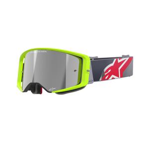 Alpinestars Supertech Corp fluo κίτρινο-κόκκινα γυαλιά motocross με ασημί φακό με καθρέφτη