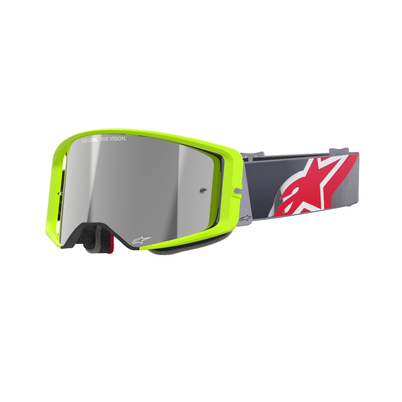 Alpinestars Supertech Corp fluo κίτρινο-κόκκινα γυαλιά motocross με ασημί φακό με καθρέφτη