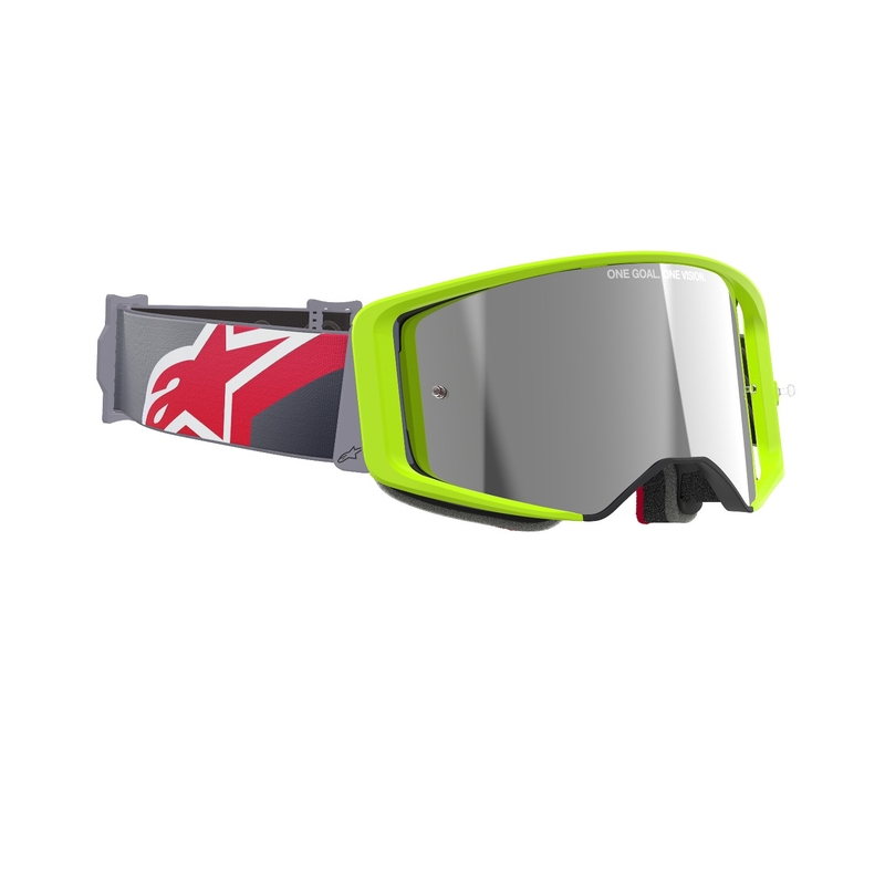 Alpinestars Supertech Corp fluo κίτρινο-κόκκινα γυαλιά motocross με ασημί φακό με καθρέφτη