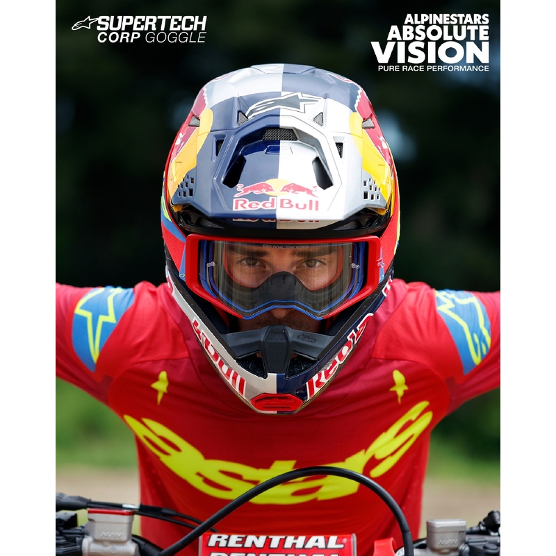 Γυαλιά motocross Alpinestars Supertech Stream γκρι-πολύχρωμα με ασημί φακό καθρέφτη