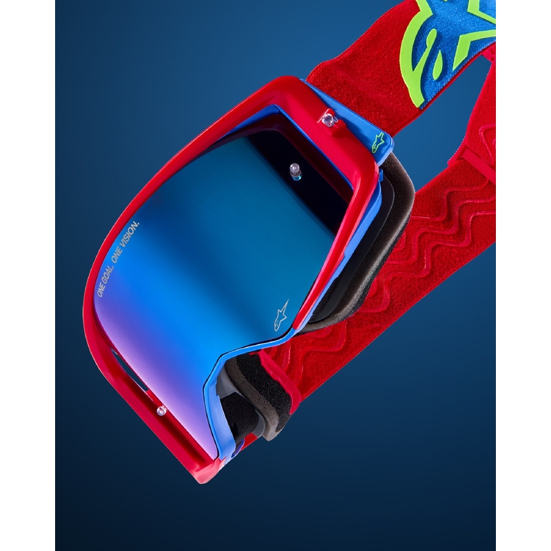 Γυαλιά motocross Alpinestars Supertech Stream γκρι-πολύχρωμα με ασημί φακό καθρέφτη