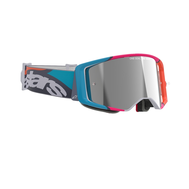 Γυαλιά motocross Alpinestars Supertech Stream γκρι-πολύχρωμα με ασημί φακό καθρέφτη