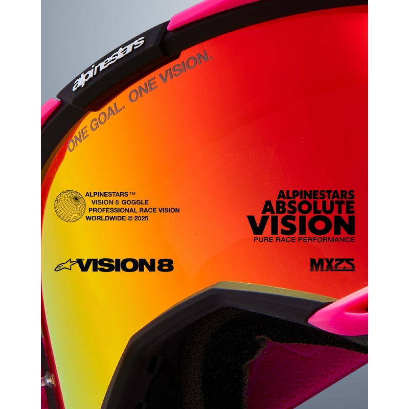 Γυαλιά motocross Alpinestars Vision 8 Corp μοβ με μπλε φακό καθρέφτη