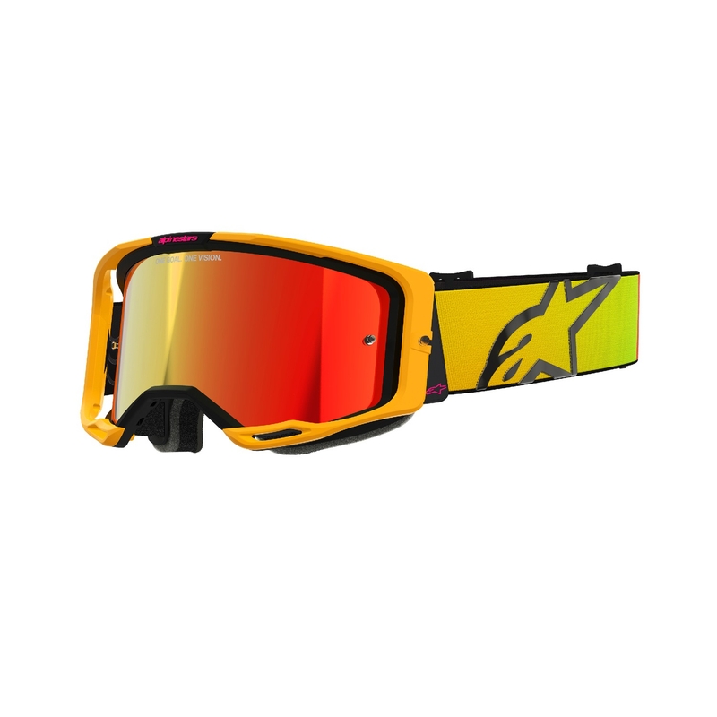 Alpinestars Vision 8 Corp γυαλιά motocross κίτρινο-ροζ με κόκκινο φακό με καθρέφτη
