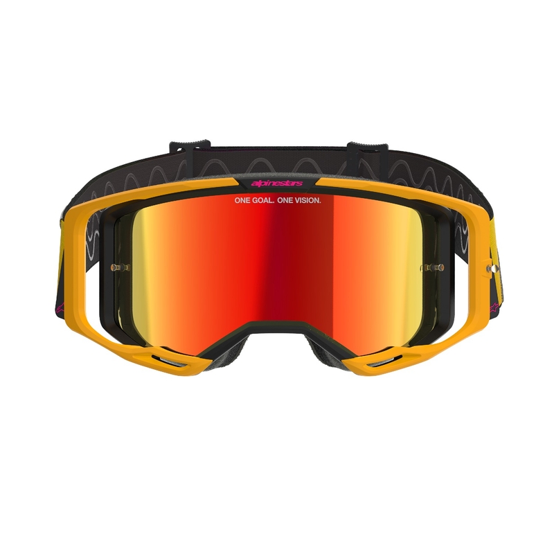 Alpinestars Vision 8 Corp γυαλιά motocross κίτρινο-ροζ με κόκκινο φακό με καθρέφτη