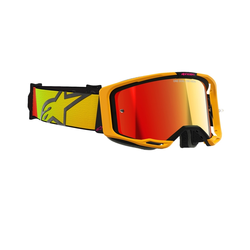 Alpinestars Vision 8 Corp γυαλιά motocross κίτρινο-ροζ με κόκκινο φακό με καθρέφτη