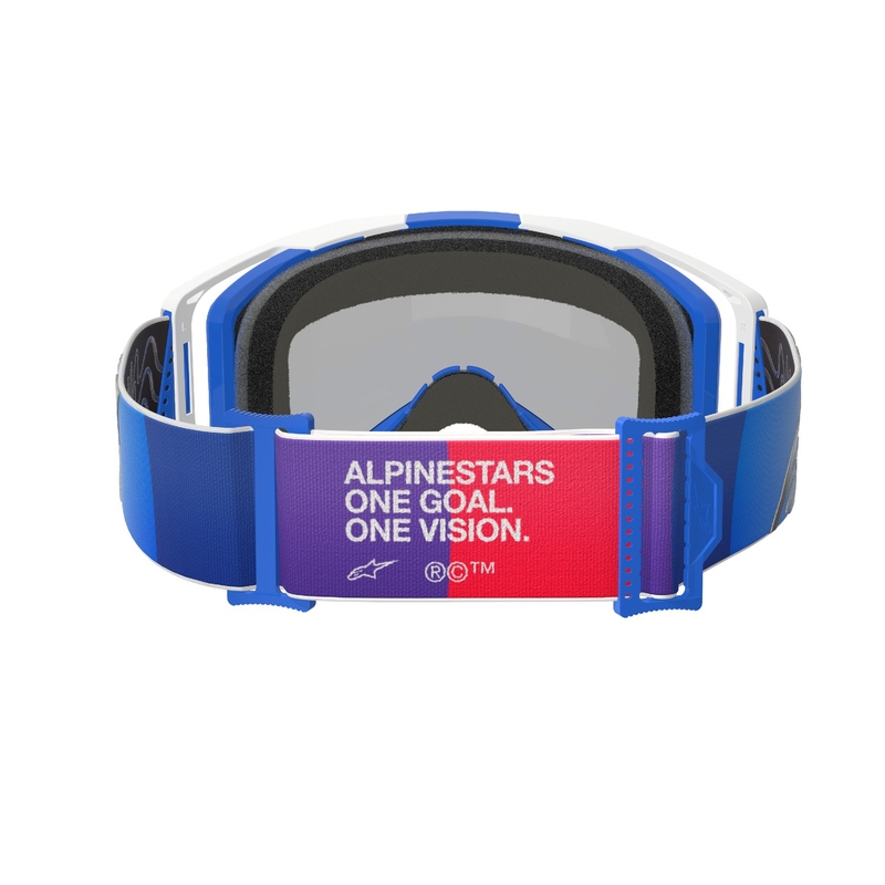 Γυαλιά motocross Alpinestars Vision 8 Corp μπλε και λευκό με μπλε φακό με καθρέφτη