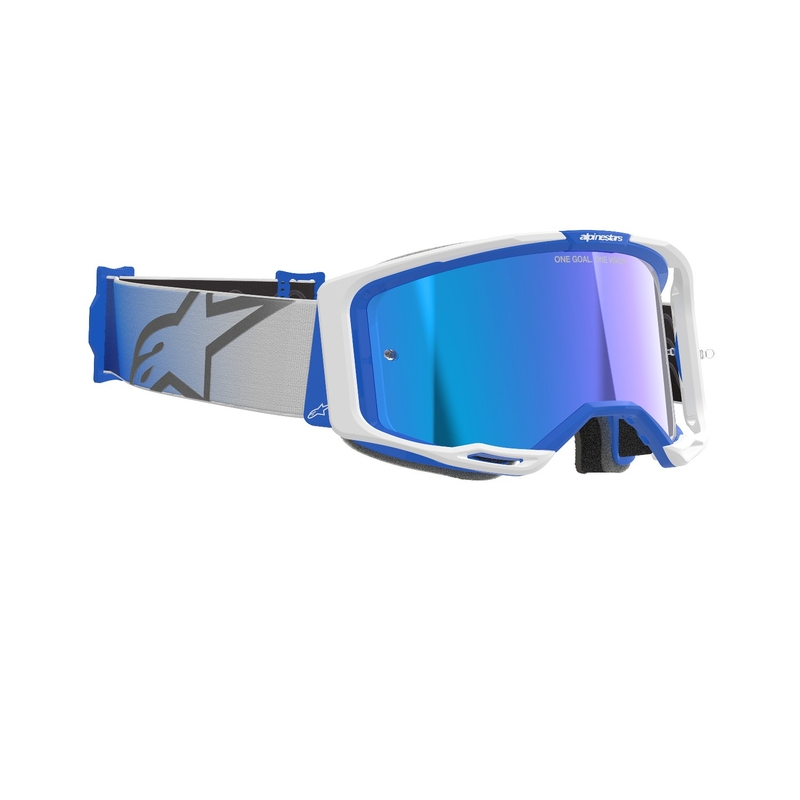 Γυαλιά motocross Alpinestars Vision 8 Corp μπλε και λευκό με μπλε φακό με καθρέφτη