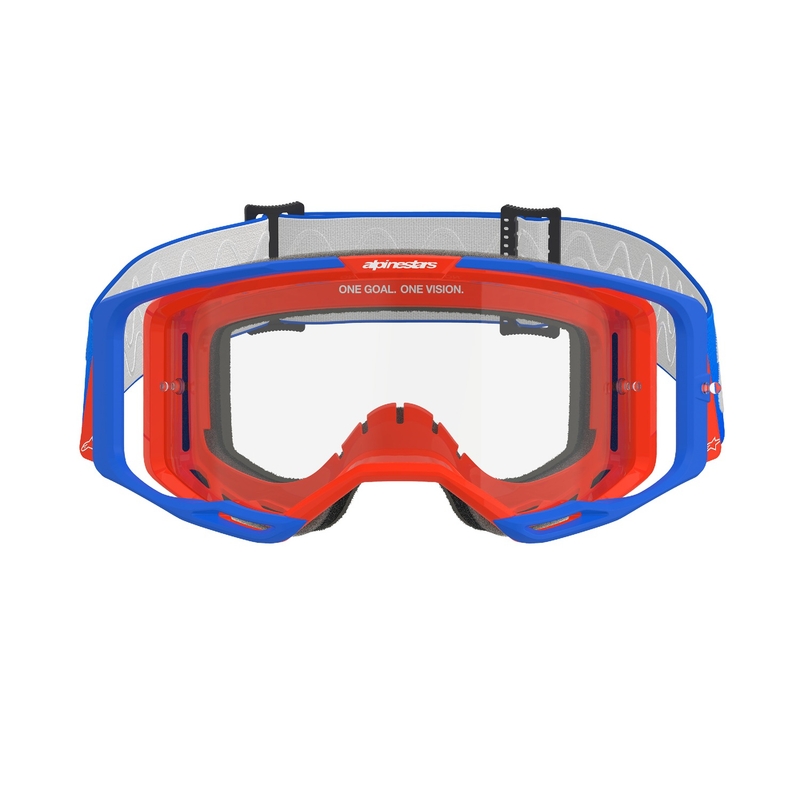 Alpinestars Vision 8 Wordmark γυαλιά motocross μπλε-πορτοκαλί με διαφανή φακό