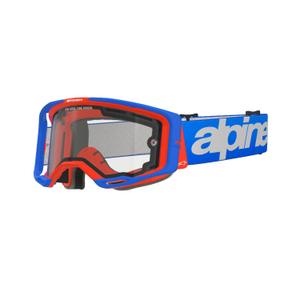 Alpinestars Vision 8 Wordmark γυαλιά motocross μπλε-πορτοκαλί με διπλό αντιθαμβωτικό διαφανή φακό