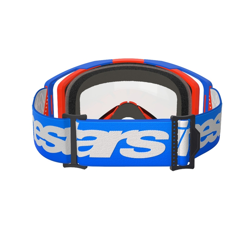 Alpinestars Vision 8 Wordmark γυαλιά motocross μπλε-πορτοκαλί με διπλό αντιθαμβωτικό διαφανή φακό