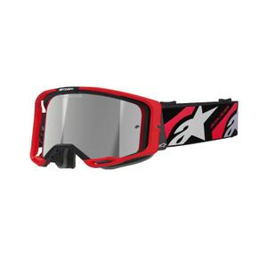 Alpinestars Vision 8 Luar κόκκινα και μαύρα γυαλιά motocross με ασημί φακό με καθρέφτη