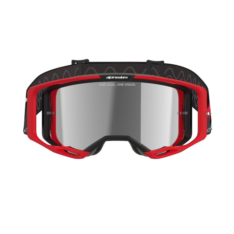 Alpinestars Vision 8 Luar κόκκινα και μαύρα γυαλιά motocross με ασημί φακό με καθρέφτη