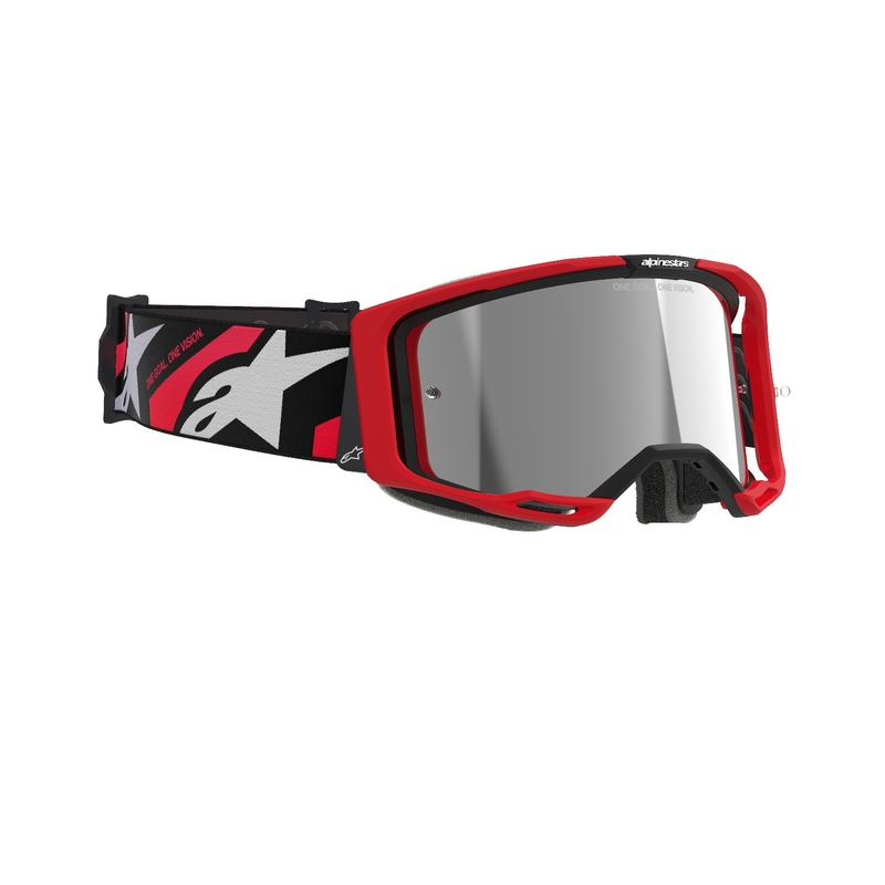 Alpinestars Vision 8 Luar κόκκινα και μαύρα γυαλιά motocross με ασημί φακό με καθρέφτη