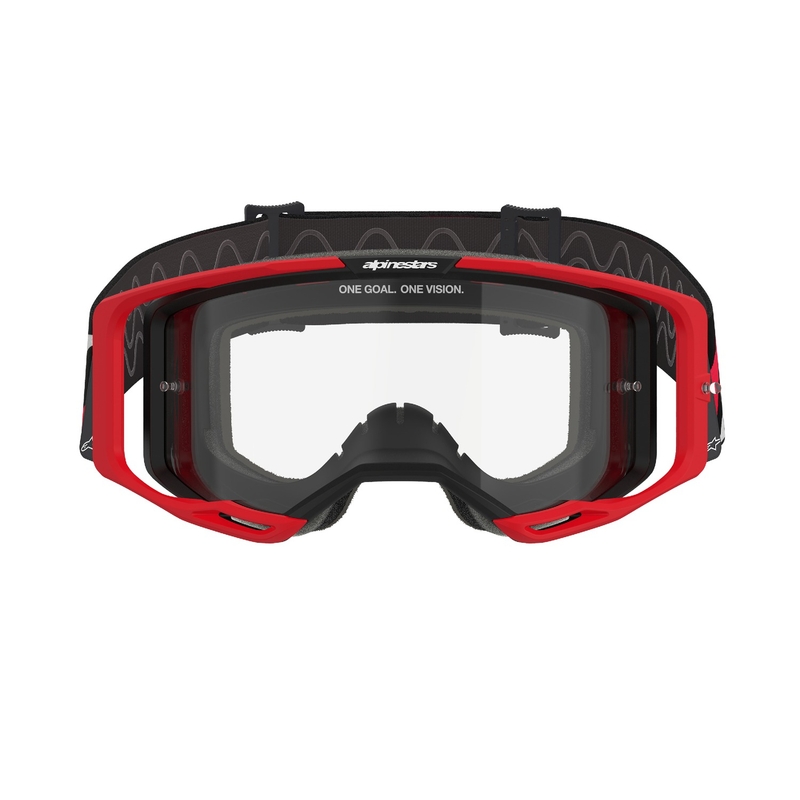 Alpinestars Vision 8 Luar κόκκινα και μαύρα γυαλιά motocross με διαφανή φακό