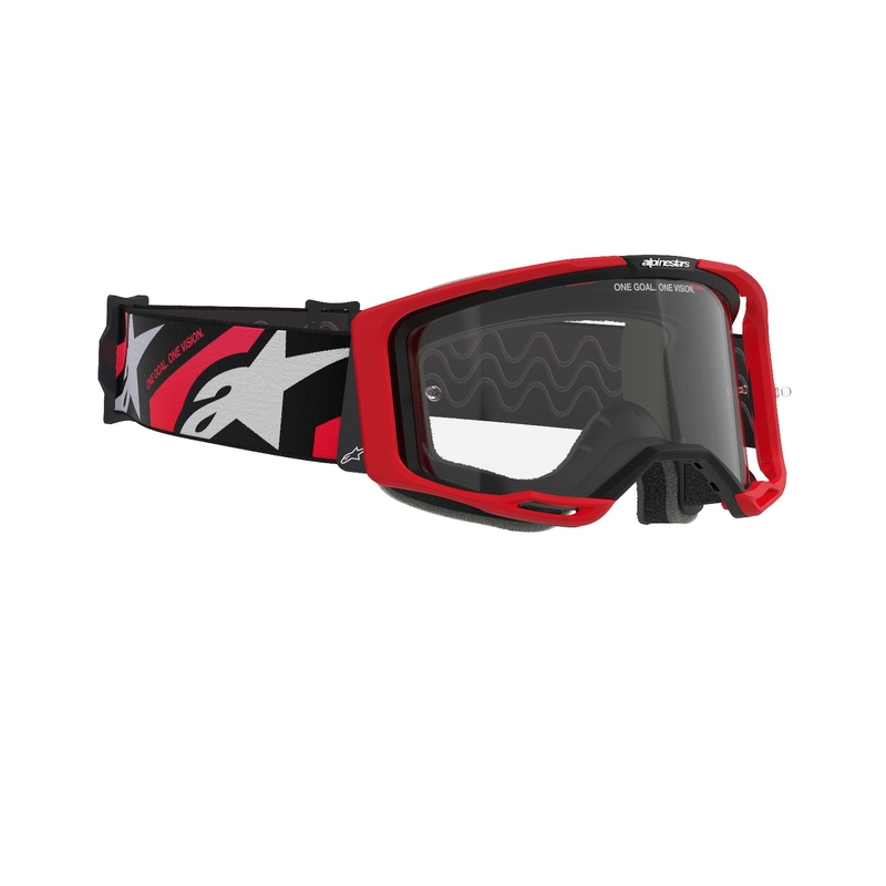 Alpinestars Vision 8 Luar κόκκινα και μαύρα γυαλιά motocross με διαφανή φακό
