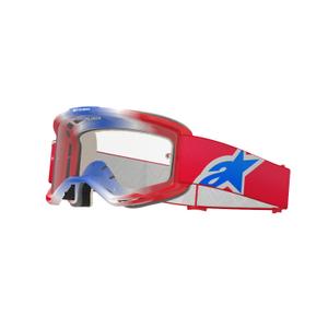 Alpinestars Vision 5 Corp κόκκινα, λευκά και μπλε γυαλιά motocross με διαφανή φακό