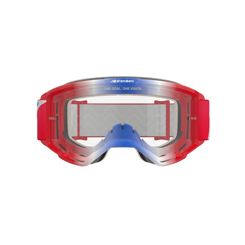 Alpinestars Vision 5 Corp κόκκινα, λευκά και μπλε γυαλιά motocross με διαφανή φακό