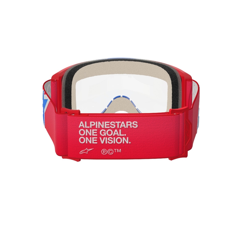 Alpinestars Vision 5 Corp κόκκινα, λευκά και μπλε γυαλιά motocross με διαφανή φακό