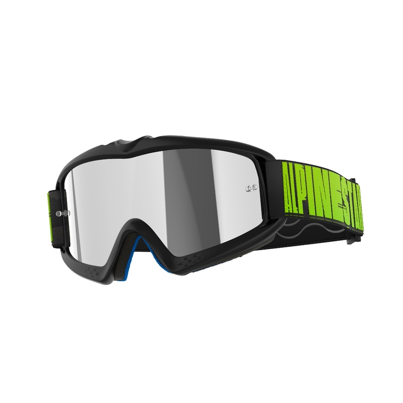 Alpinestars Vision Youth Hollow γυαλιά motocross μαύρα-ανθρακί-κίτρινο φλούο με ασημί φακό καθρέφτη