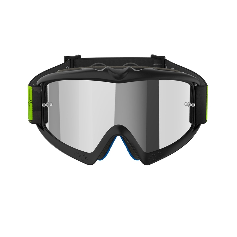 Alpinestars Vision Youth Hollow γυαλιά motocross μαύρα-ανθρακί-κίτρινο φλούο με ασημί φακό καθρέφτη