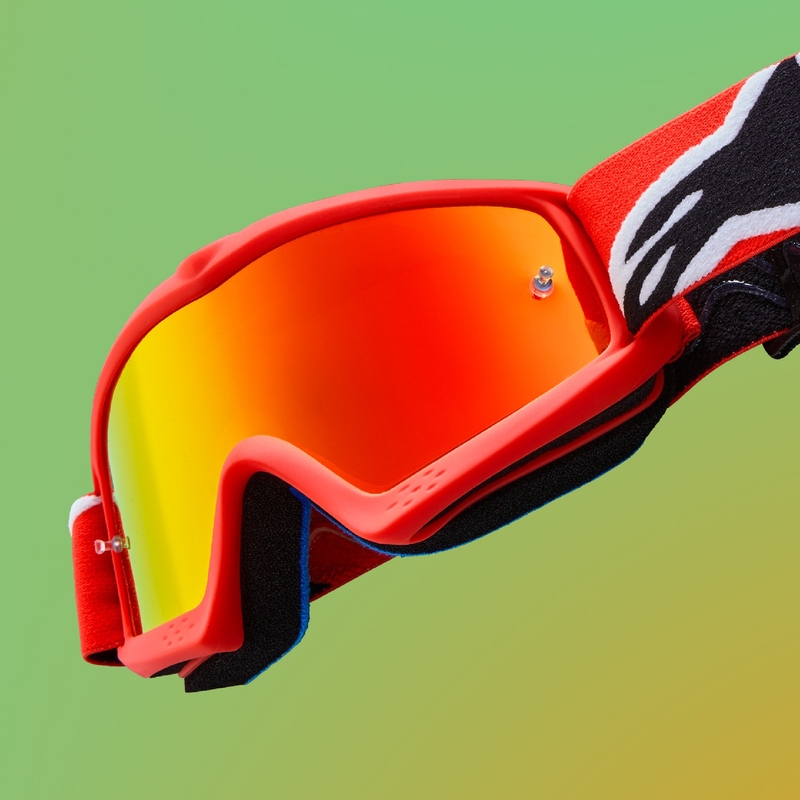 Alpinestars Vision Youth Hollow γυαλιά motocross μαύρα-ανθρακί-κίτρινο φλούο με ασημί φακό καθρέφτη