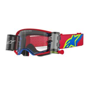 Alpinestars Supertech Corp ROLL-OFF Wide Vision Γυαλιά Motocross κόκκινα και μπλε με διαφανή φακό
