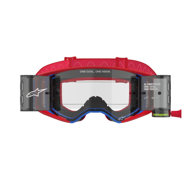 Alpinestars Supertech Corp ROLL-OFF Wide Vision Γυαλιά Motocross κόκκινα και μπλε με διαφανή φακό