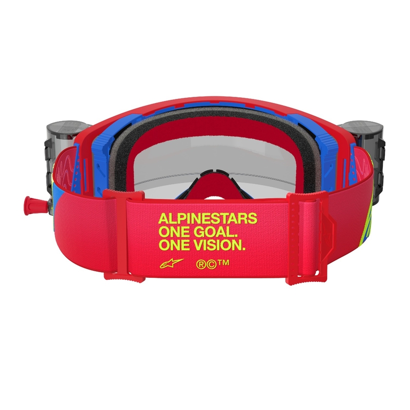 Alpinestars Supertech Corp ROLL-OFF Wide Vision Γυαλιά Motocross κόκκινα και μπλε με διαφανή φακό