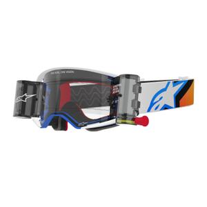 Alpinestars Supertech Corp ROLL-OFF Wide Vision Γυαλιά Motocross μπλε-πορτοκαλί με διαφανή φακό