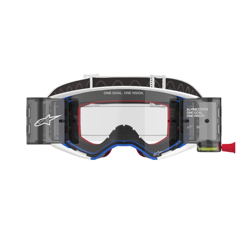 Alpinestars Supertech Corp ROLL-OFF Wide Vision Γυαλιά Motocross μπλε-πορτοκαλί με διαφανή φακό