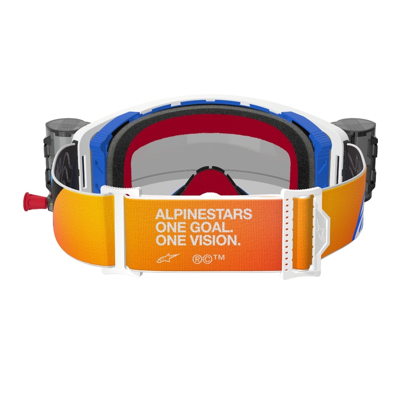 Alpinestars Supertech Corp ROLL-OFF Wide Vision Γυαλιά Motocross μπλε-πορτοκαλί με διαφανή φακό