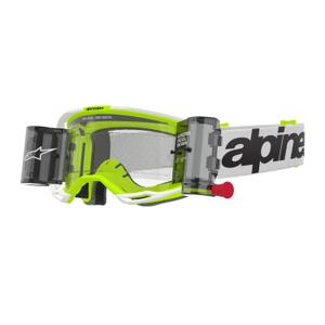 Alpinestars Vision 8 Wordmark ROLL-OFF Wide Vision Γυαλιά Motocross λευκό-κίτρινο με διαφανή φακό