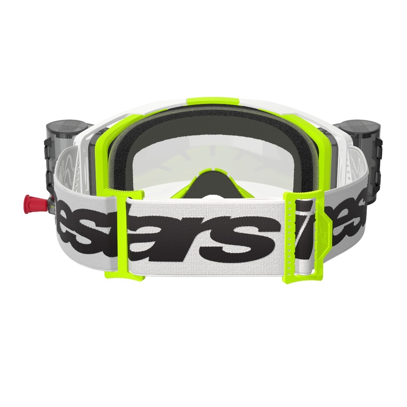 Alpinestars Vision 8 Wordmark ROLL-OFF Wide Vision Γυαλιά Motocross λευκό-κίτρινο με διαφανή φακό