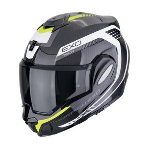 Πτυσσόμενο κράνος μοτοσικλέτας Scorpion EXO-TECH EVO CARBON COSY μαύρο-κίτρινο φλούο