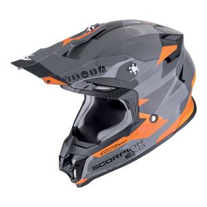 Κράνος Motocross Scorpion VX-16 EVO AIR ROD γκρι-πορτοκαλί