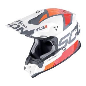 Κράνος Motocross Scorpion VX-16 EVO AIR ANALOG λευκό-πορτοκαλί