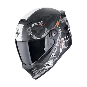 Ενσωματωμένο κράνος μοτοσικλέτας Scorpion COVERT FX SKULLZ ματ μαύρο-γκρι-χρυσό