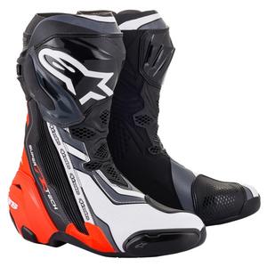 Alpinestars Supertech R μαύρο-φλούο κόκκινο-λευκό-γκρι μπότες μοτοσικλέτας