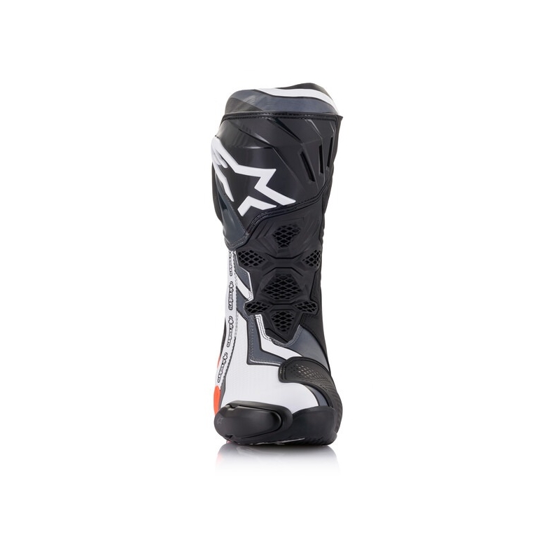 Alpinestars Supertech R μαύρο-φλούο κόκκινο-λευκό-γκρι μπότες μοτοσικλέτας