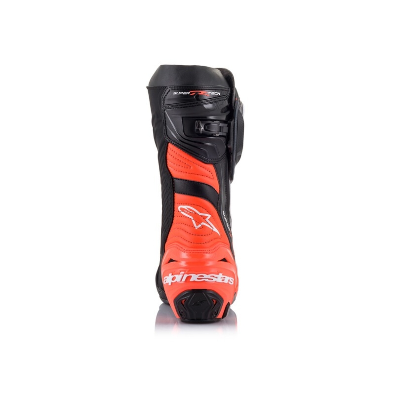 Alpinestars Supertech R μαύρο-φλούο κόκκινο-λευκό-γκρι μπότες μοτοσικλέτας
