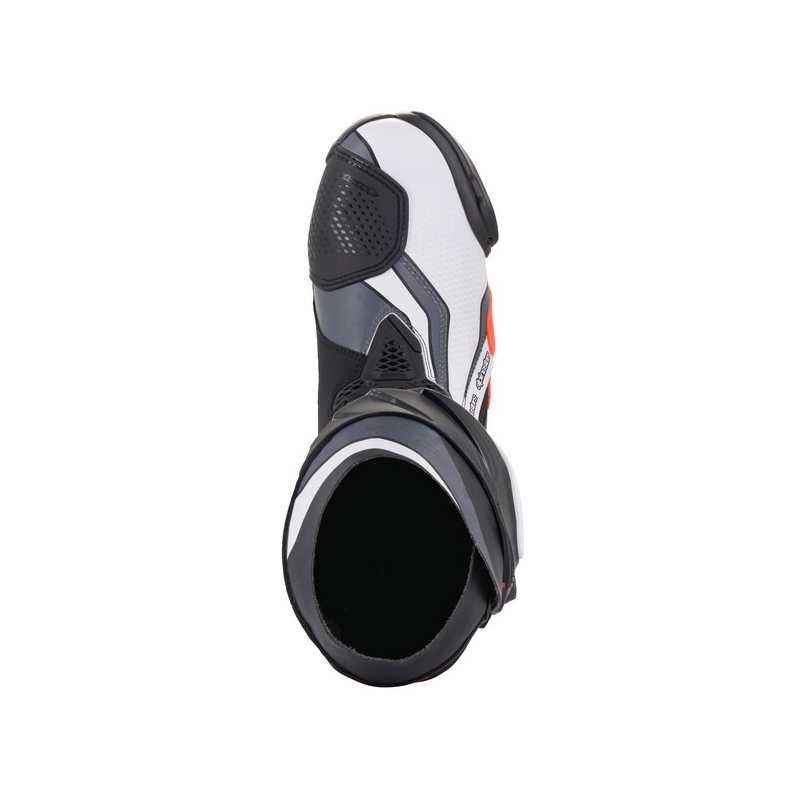 Alpinestars Supertech R μαύρο-φλούο κόκκινο-λευκό-γκρι μπότες μοτοσικλέτας
